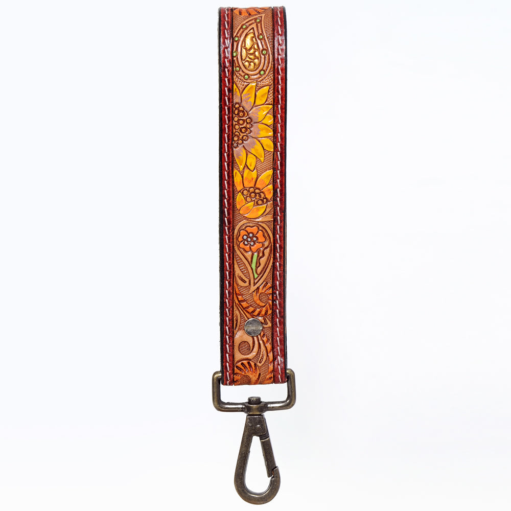 American Darling ADWSF114 Hand Tooled Genuine Leather Handle Strap For Wristlet Bags