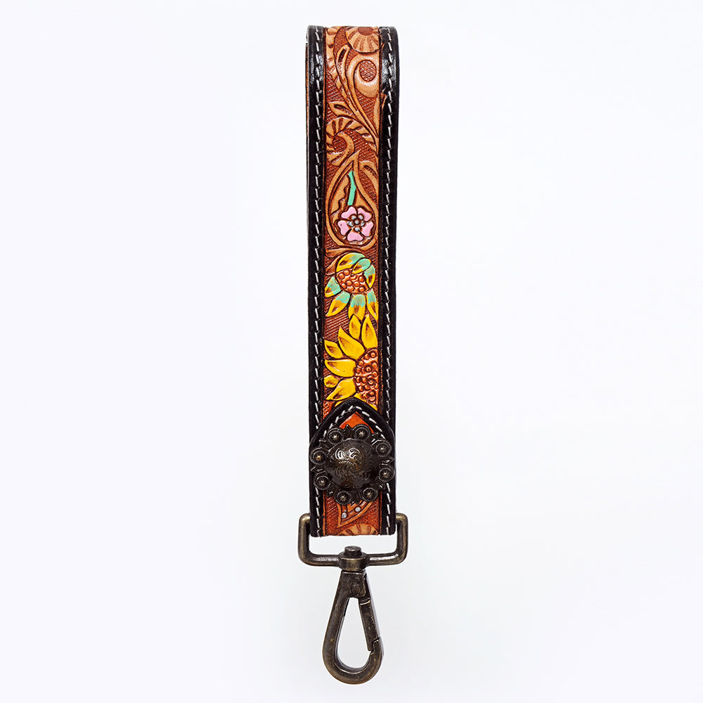 American Darling ADWSF115 Hand Tooled Genuine Leather Handle Strap For Wristlet Bags