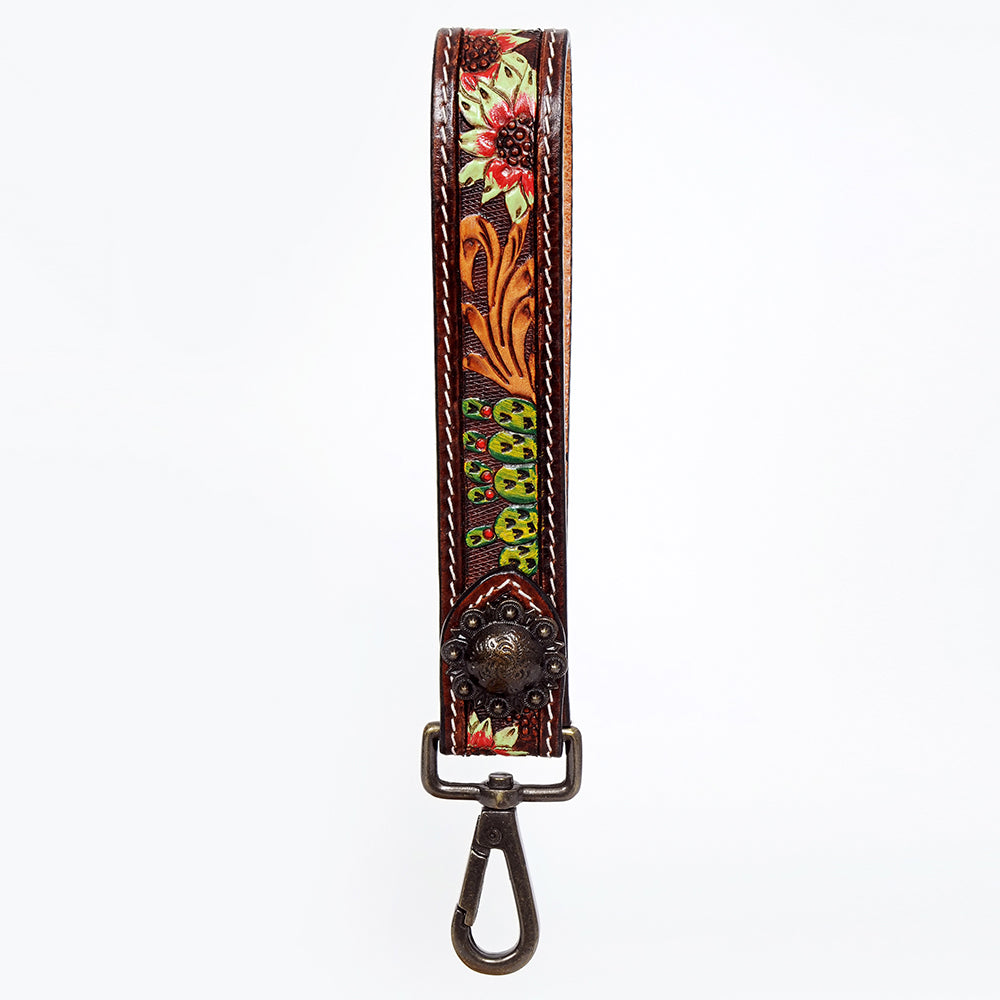 American Darling ADWSF123 Hand Tooled Genuine Leather Handle Strap For Wristlet Bags