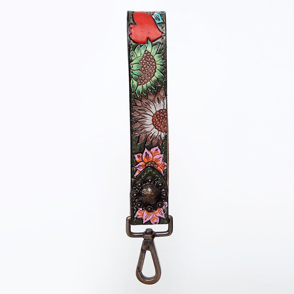 American Darling ADWSF124 Hand Tooled Genuine Leather Handle Strap For Wristlet Bags