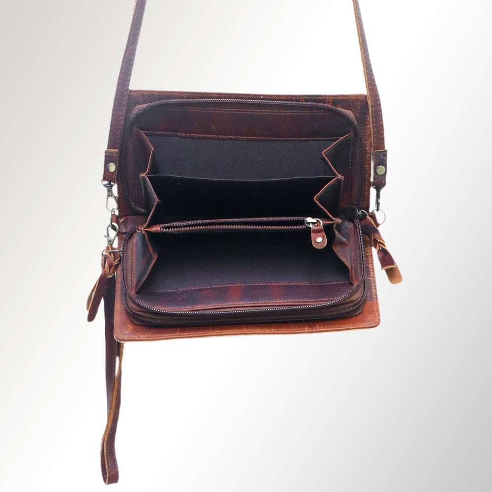 American Darling Organiser Hair-On Hand Tooled Genuine Leather Women Bag Western Handbag Purse