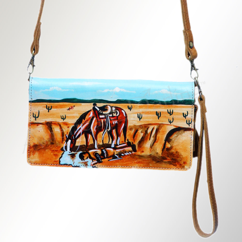 American Darling Organiser Hair-On Hand Tooled Genuine Leather Women Bag Western Handbag Purse