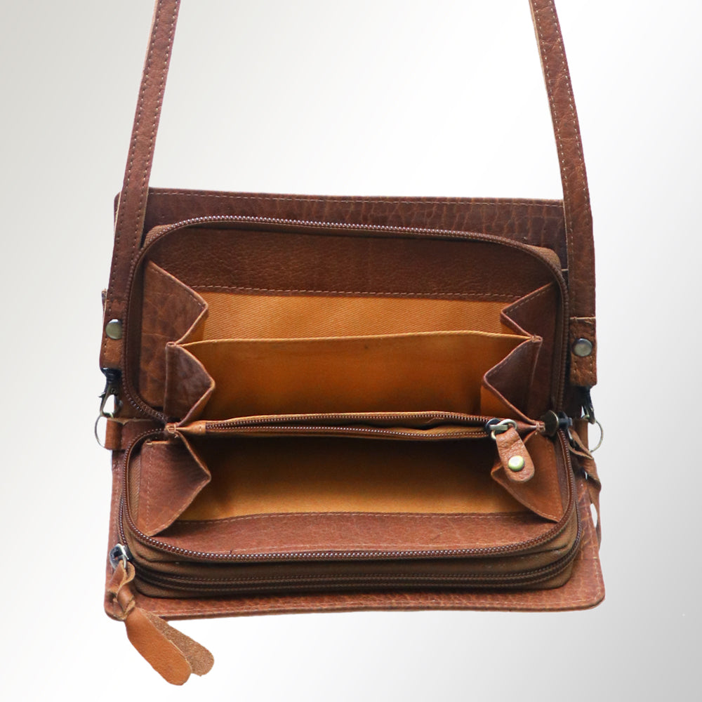 American Darling Organiser Hair-On Hand Tooled Genuine Leather Women Bag Western Handbag Purse