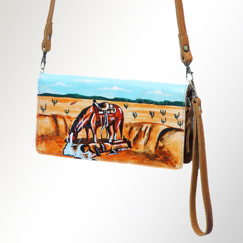 American Darling Organiser Hair-On Hand Tooled Genuine Leather Women Bag Western Handbag Purse