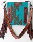 American Darling ADBGZ558 Signature Crossbody Hand Tooled Saddle Blanket Genuine Leather Women Bag Western Handbag Purse