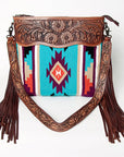American Darling ADBGZ572 Signature Crossbody Hand Tooled Saddle Blanket Genuine Leather women bag western handbag purse