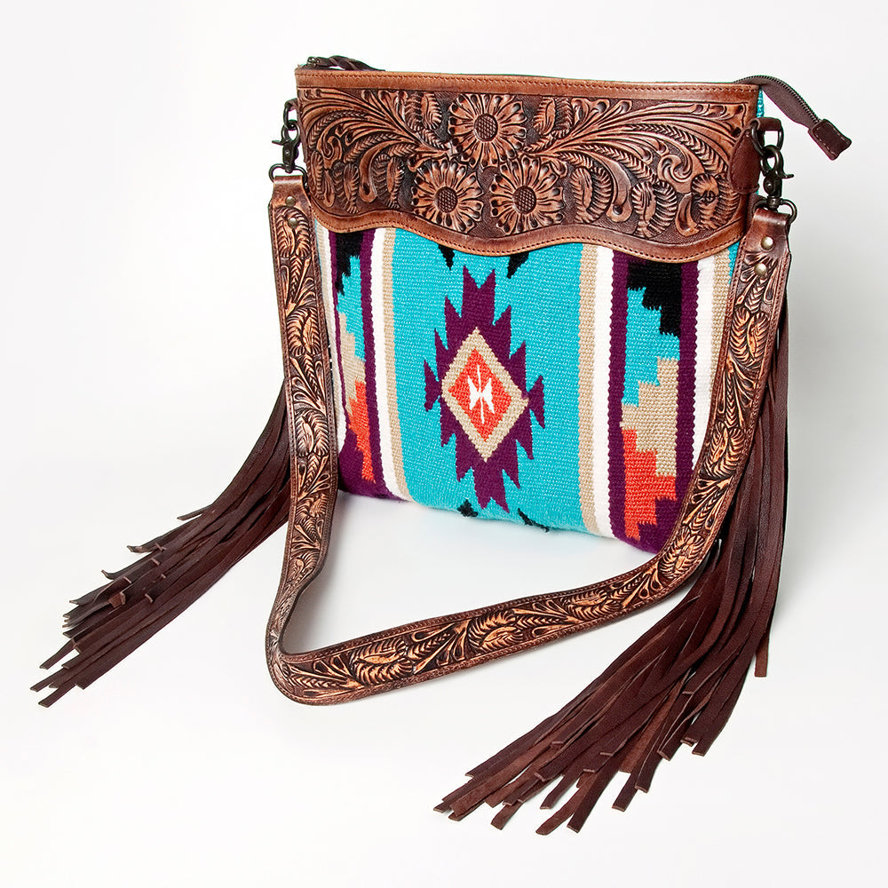 American Darling ADBGZ572 Signature Crossbody Hand Tooled Saddle Blanket Genuine Leather women bag western handbag purse