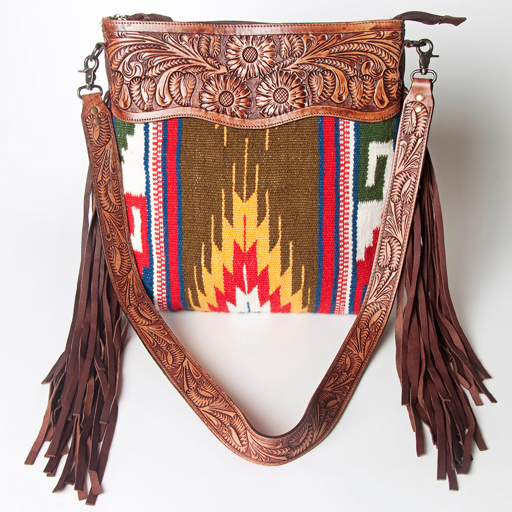 American Darling ADBGZ573 Signature Crossbody Hand Tooled Saddle Blanket Genuine Leather women bag western handbag purse