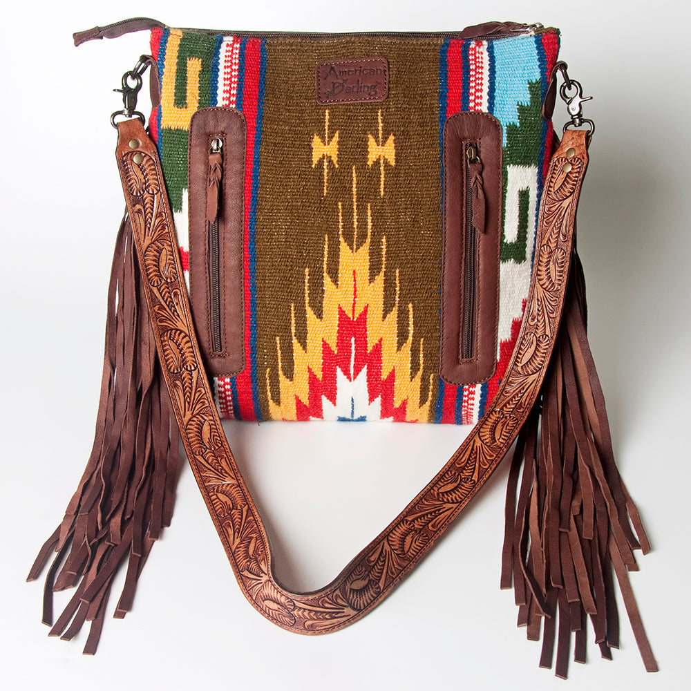 American Darling ADBGZ573 Signature Crossbody Hand Tooled Saddle Blanket Genuine Leather women bag western handbag purse