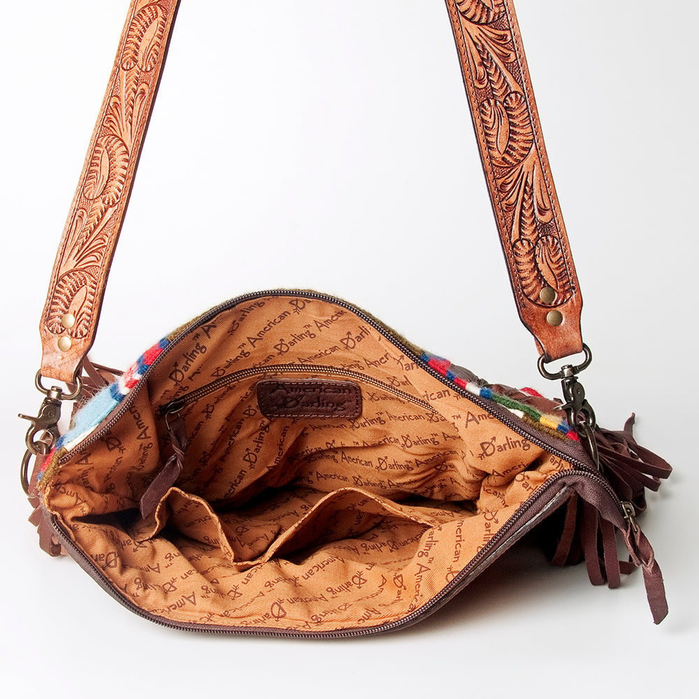 American Darling ADBGZ573 Signature Crossbody Hand Tooled Saddle Blanket Genuine Leather women bag western handbag purse