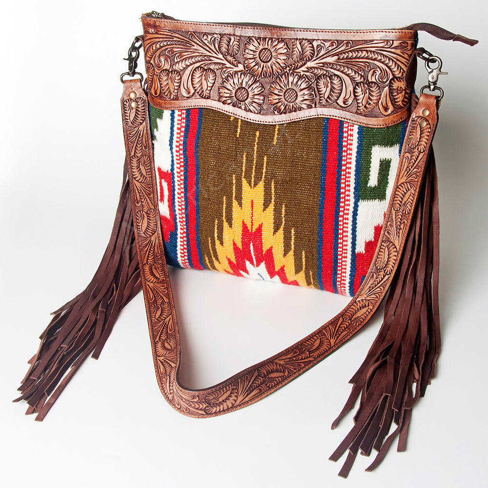 American Darling ADBGZ573 Signature Crossbody Hand Tooled Saddle Blanket Genuine Leather women bag western handbag purse
