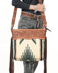 American Darling ADBGZ579 Signature Crossbody Hand Tooled Saddle Blanket Genuine Leather women bag western handbag purse