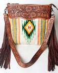 American Darling ADBGZ580 Signature Crossbody Hand Tooled Saddle Blanket Genuine Leather women bag western handbag purse