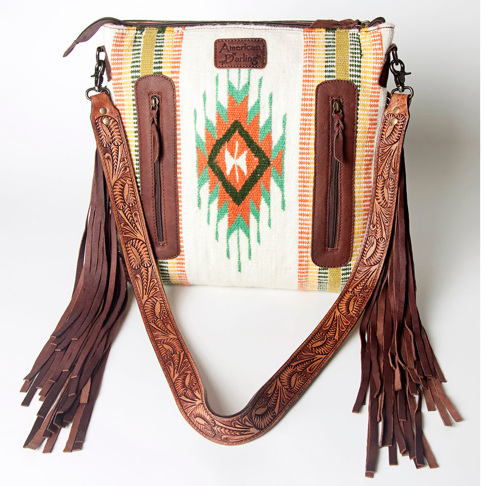 American Darling ADBGZ580 Signature Crossbody Hand Tooled Saddle Blanket Genuine Leather women bag western handbag purse