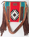 American Darling ADBGZ581 Signature Crossbody Hand Tooled Saddle Blanket Genuine Leather women bag western handbag purse
