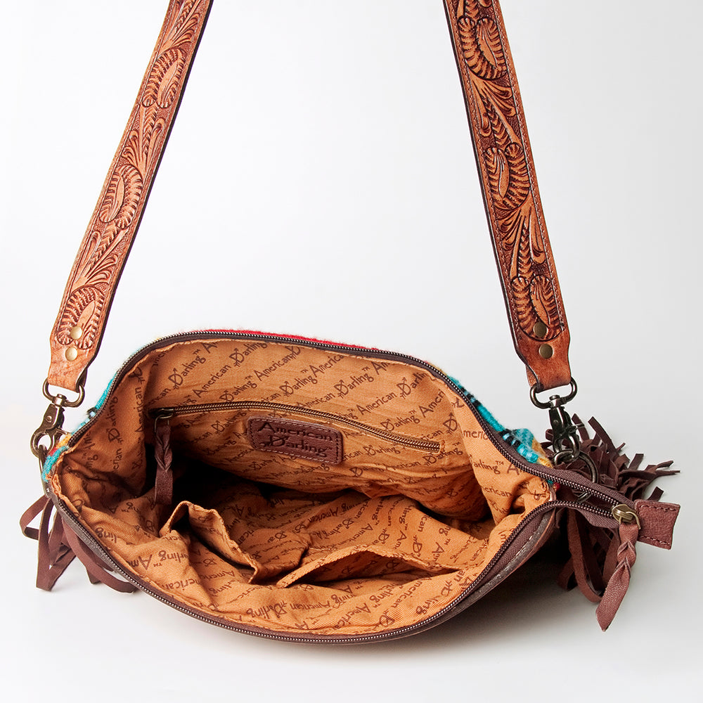 American Darling ADBGZ581 Signature Crossbody Hand Tooled Saddle Blanket Genuine Leather women bag western handbag purse