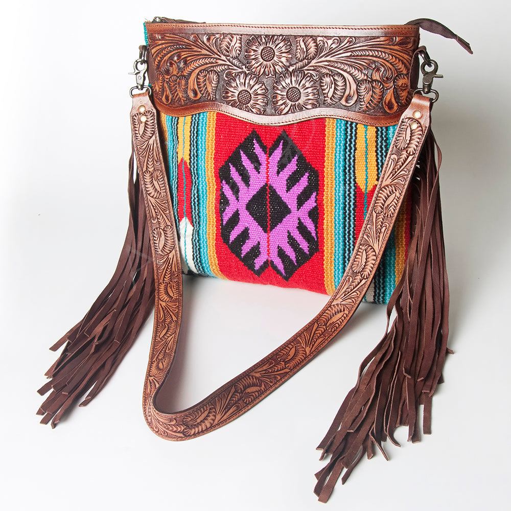 American Darling ADBGZ581 Signature Crossbody Hand Tooled Saddle Blanket Genuine Leather women bag western handbag purse