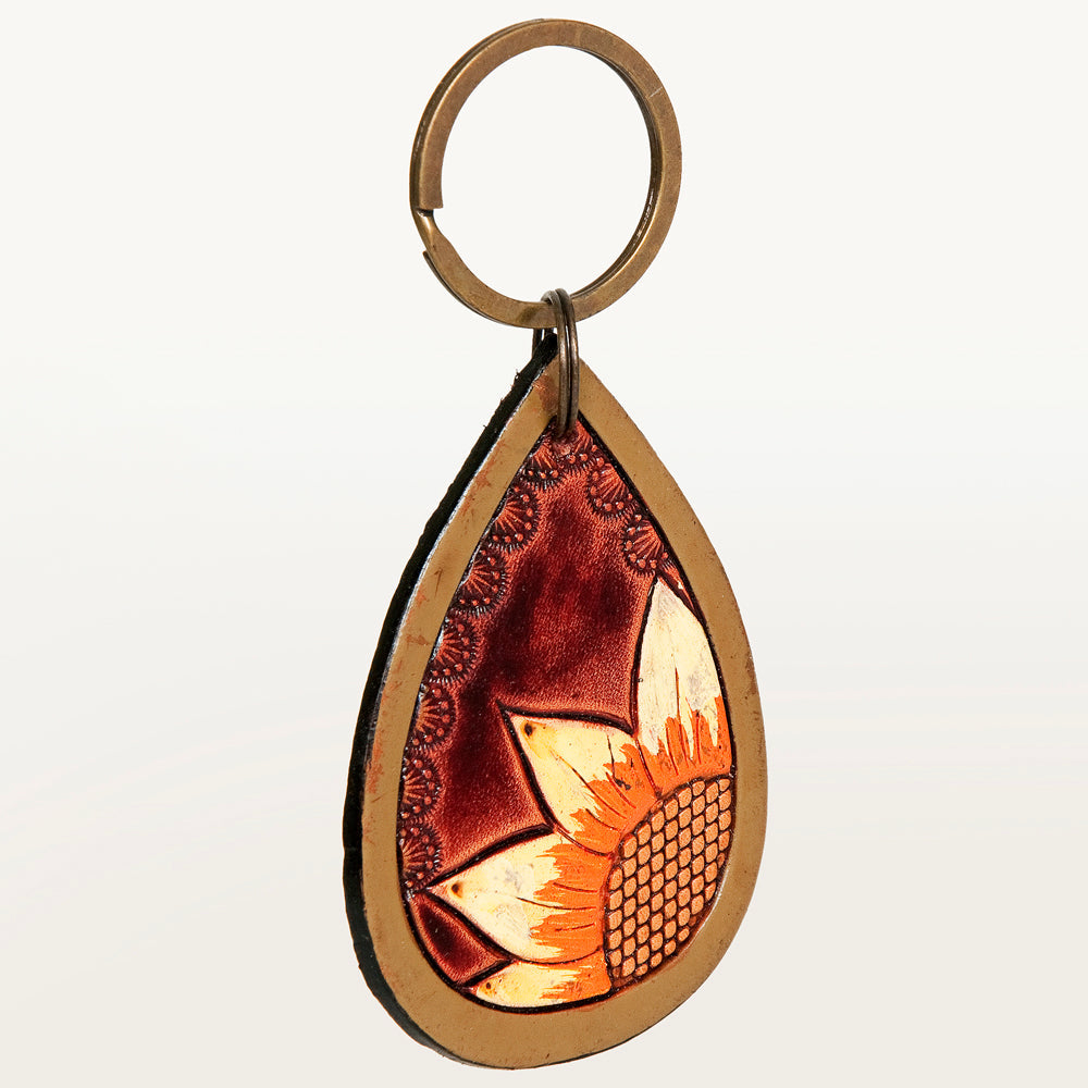 American Darling ADKR180 Hand Tooled Carved Genuine Leather Keyring