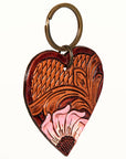 American Darling ADKR181 Hand Tooled Carved Genuine Leather Keyring