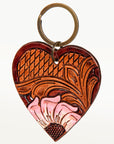 American Darling ADKR181 Hand Tooled Carved Genuine Leather Keyring