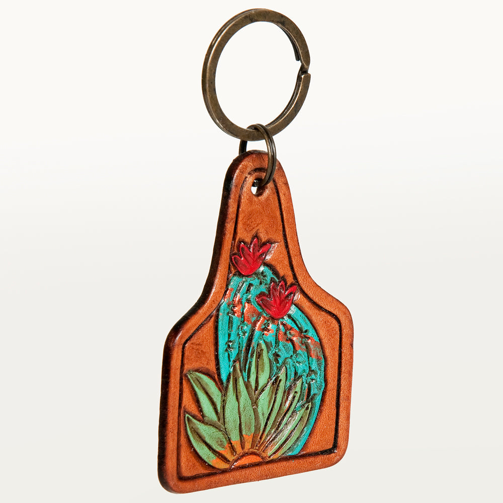 American Darling ADKR189 Hand Tooled Carved Genuine Leather Keyring