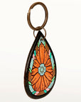 American Darling ADKR191 Hand Tooled Carved Genuine Leather Keyring