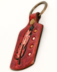 American Darling ADKR193 Hand Tooled Carved Genuine Leather Keyring