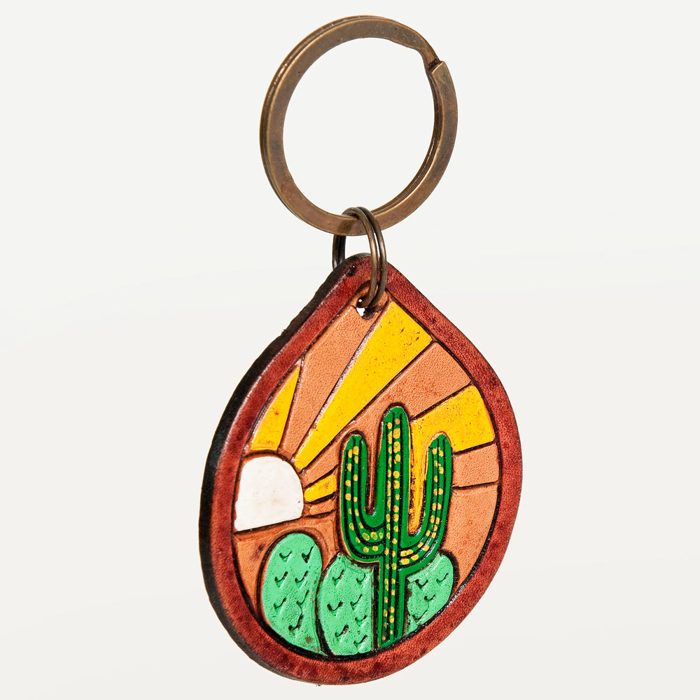 American Darling ADKR204 Hand Tooled Carved Genuine Leather Keyring