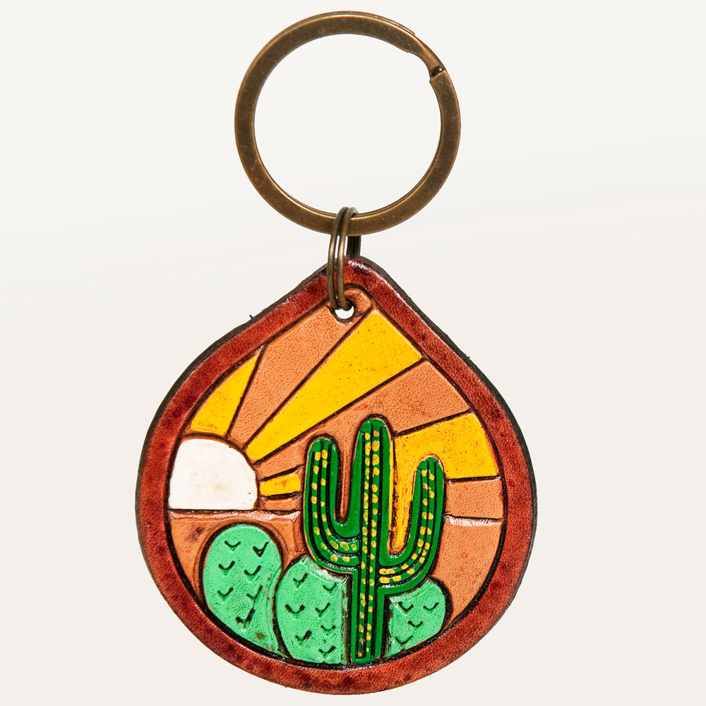 American Darling ADKR204 Hand Tooled Carved Genuine Leather Keyring