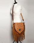 American Darling ADBGA238A Messenger Hand Tooled Genuine Leather women bag western handbag purse