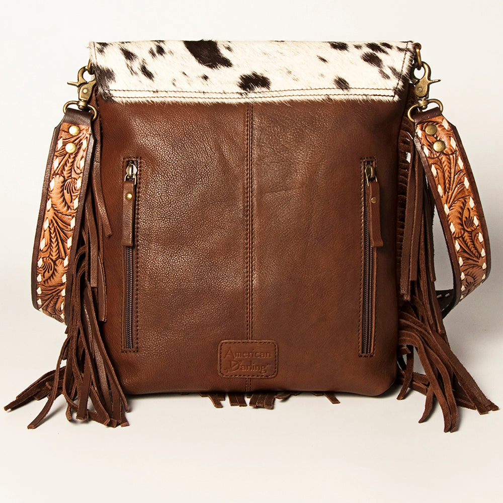 American Darling ADBGA239B Cross Body Hand Tooled Hair On Genuine Leather women bag western handbag purse