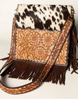 American Darling ADBGA239B Cross Body Hand Tooled Hair On Genuine Leather women bag western handbag purse