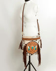 American Darling ADBGA241B Large Crossbody Hand Tooled Hair On Genuine Leather women bag western handbag purse
