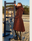 Chocolate Brown Duck Down Riding Coat with Velvet Collar