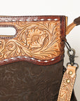 American Darling Clutch Hand Tooled Hair On Genuine Leather Women Bag Western Handbag Purse