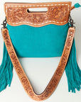 American Darling Clutch Hand Tooled Hair On Genuine Leather Women Bag Western Handbag Purse