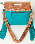 American Darling Clutch Hand Tooled Hair On Genuine Leather Women Bag Western Handbag Purse