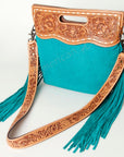 American Darling Clutch Hand Tooled Hair On Genuine Leather Women Bag Western Handbag Purse