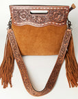 American Darling Clutch Hand Tooled Hair On Genuine Leather Women Bag Western Handbag Purse
