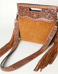American Darling Clutch Hand Tooled Hair On Genuine Leather Women Bag Western Handbag Purse