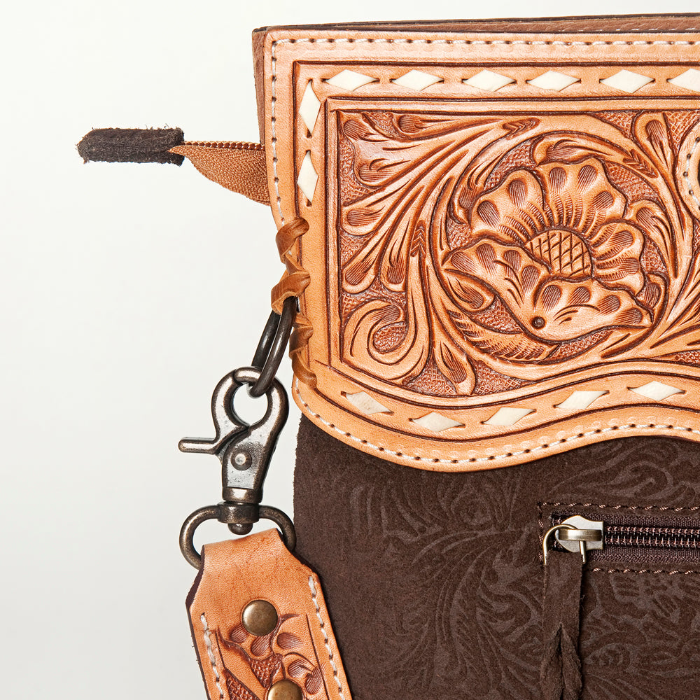 American Darling Clutch Hand Tooled Hair On Genuine Leather Women Bag Western Handbag Purse