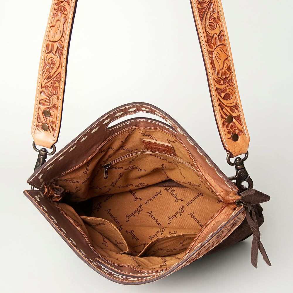 American Darling Clutch Hand Tooled Hair On Genuine Leather Women Bag Western Handbag Purse