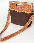 American Darling Clutch Hand Tooled Hair On Genuine Leather Women Bag Western Handbag Purse
