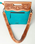 American Darling Clutch Hand Tooled Hair On Genuine Leather Women Bag Western Handbag Purse