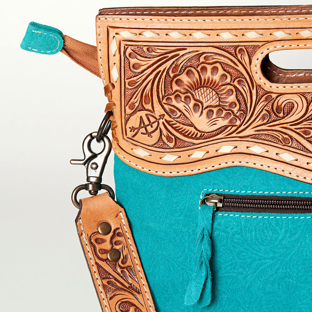 American Darling Clutch Hand Tooled Hair On Genuine Leather Women Bag Western Handbag Purse