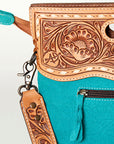 American Darling Clutch Hand Tooled Hair On Genuine Leather Women Bag Western Handbag Purse