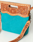 American Darling Clutch Hand Tooled Hair On Genuine Leather Women Bag Western Handbag Purse