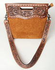 American Darling Clutch Hand Tooled Hair On Genuine Leather Women Bag Western Handbag Purse