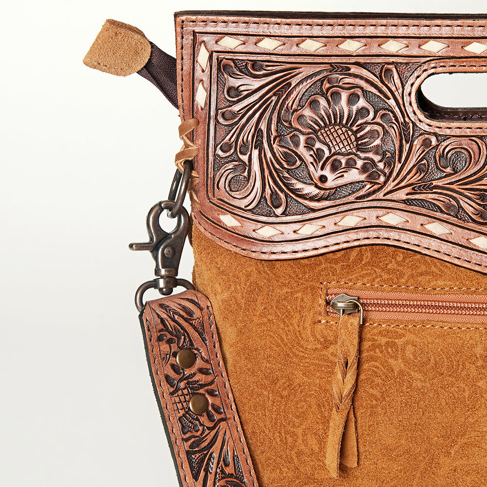 American Darling Clutch Hand Tooled Hair On Genuine Leather Women Bag Western Handbag Purse