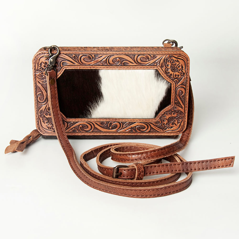 American Darling ADBG806 Clutch Hand Tooled Hair-On Genuine Leather Women Bag Western Handbag Purse